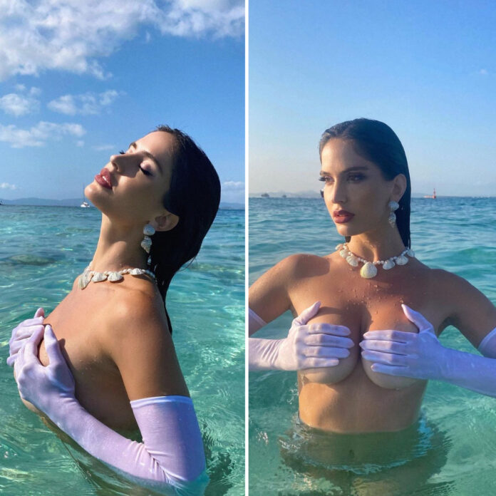 Natalia Barulich topless desde la playa en Formentera