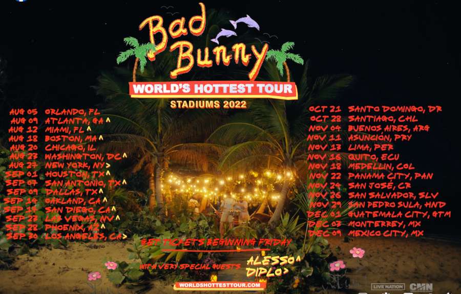 Agenda de conciertos de Bad Bunny este 2022 para su gira World’s Hottest Tour
