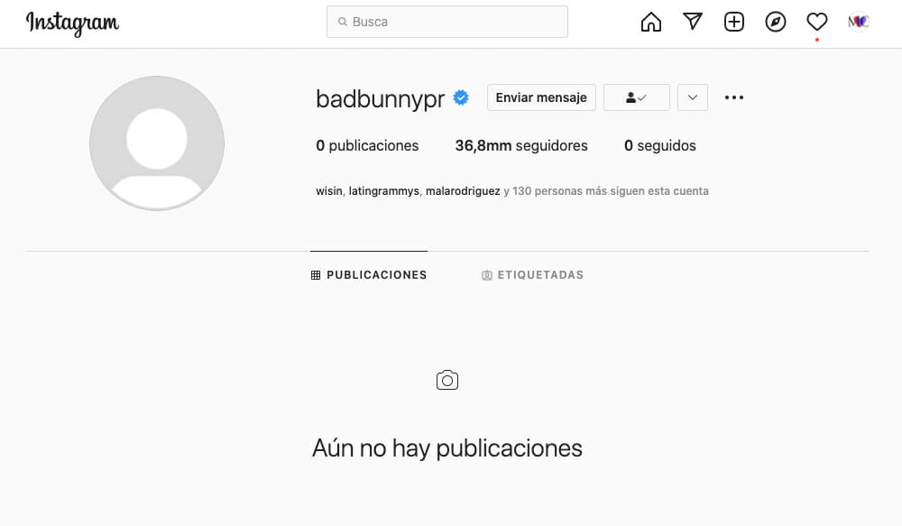 Bad Bunny inaugura 2022 borrando todas sus publicaciones en Instagram