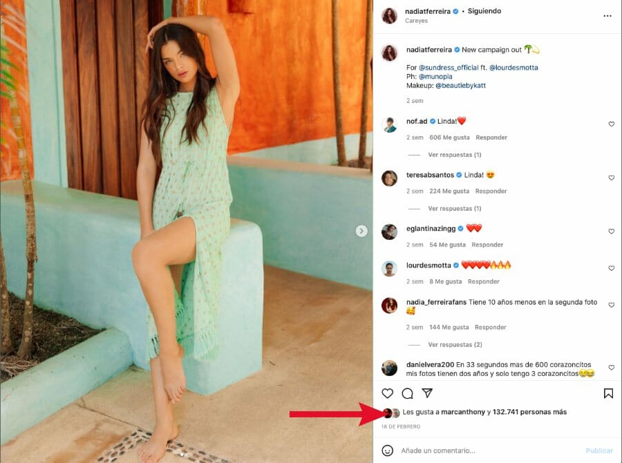 Marc Anthony reacciona a sensuales fotos de Nadia Ferreira en Instagram